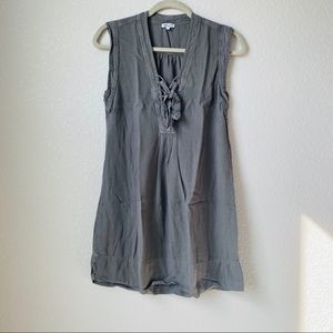 Splendid Gray Chambray Lace Up Dress Sz S
